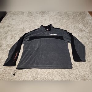 Vintage 90's Ski Doo 1/4 Zip Up Fleece Jacket Pullover Gray Black Racing Team